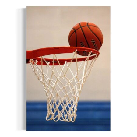 Close-up of basketball texture entering the net, high-impact sports product 12 x 16 0001.
