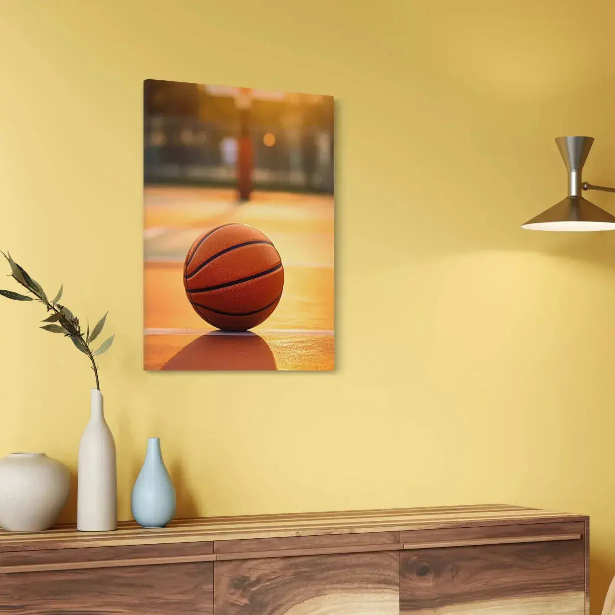 Dramatic low-angle shot highlighting the deep reflection below the 12 x 16 (Copy) canvas.