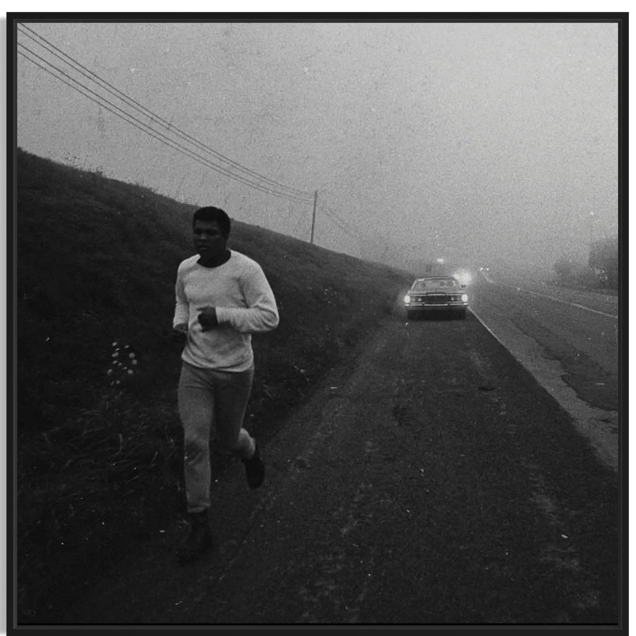 Muhammad Ali jogging canvas – Black & White Training Masterpeacewall