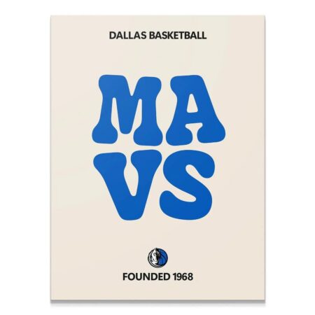 Full view of the Broken Text - Mavericks poster displayed brightly on a white background, highlighting the blue and beige contrast.
