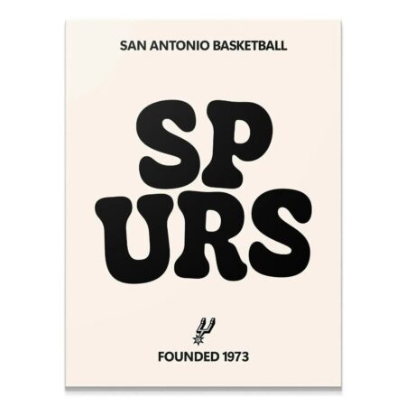 Full frontal view of the 'Broken Text - Spurs' poster highlighting the vintage cream and black design.