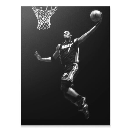 Full view of Chris Bosh - Dunk #2, capturing the entire body arching towards the hoop.