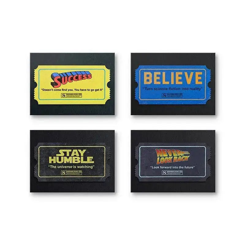 Angled shot showing the precise embroidered borders of the four unique items in the Cinema Bundle.