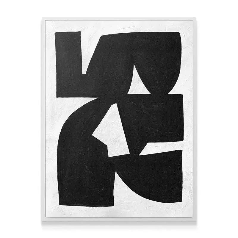 Detailed corner view highlighting the sharp contrast ratios of 'Colliding Shapes Black N.1'.