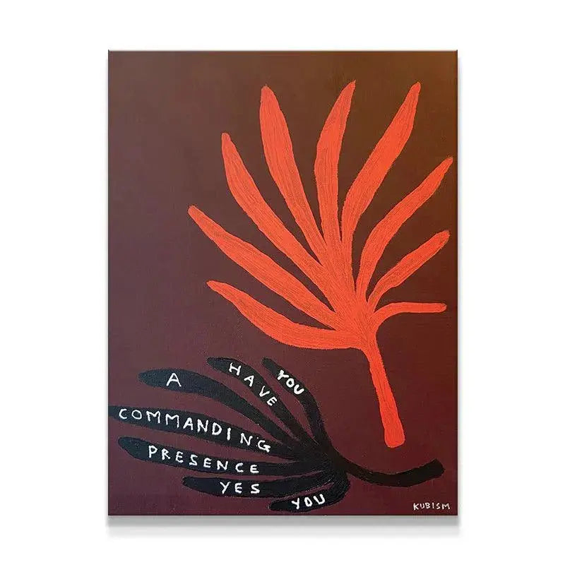 Full canvas view showcasing the vibrant colors and graphic style of Commanding Presence.