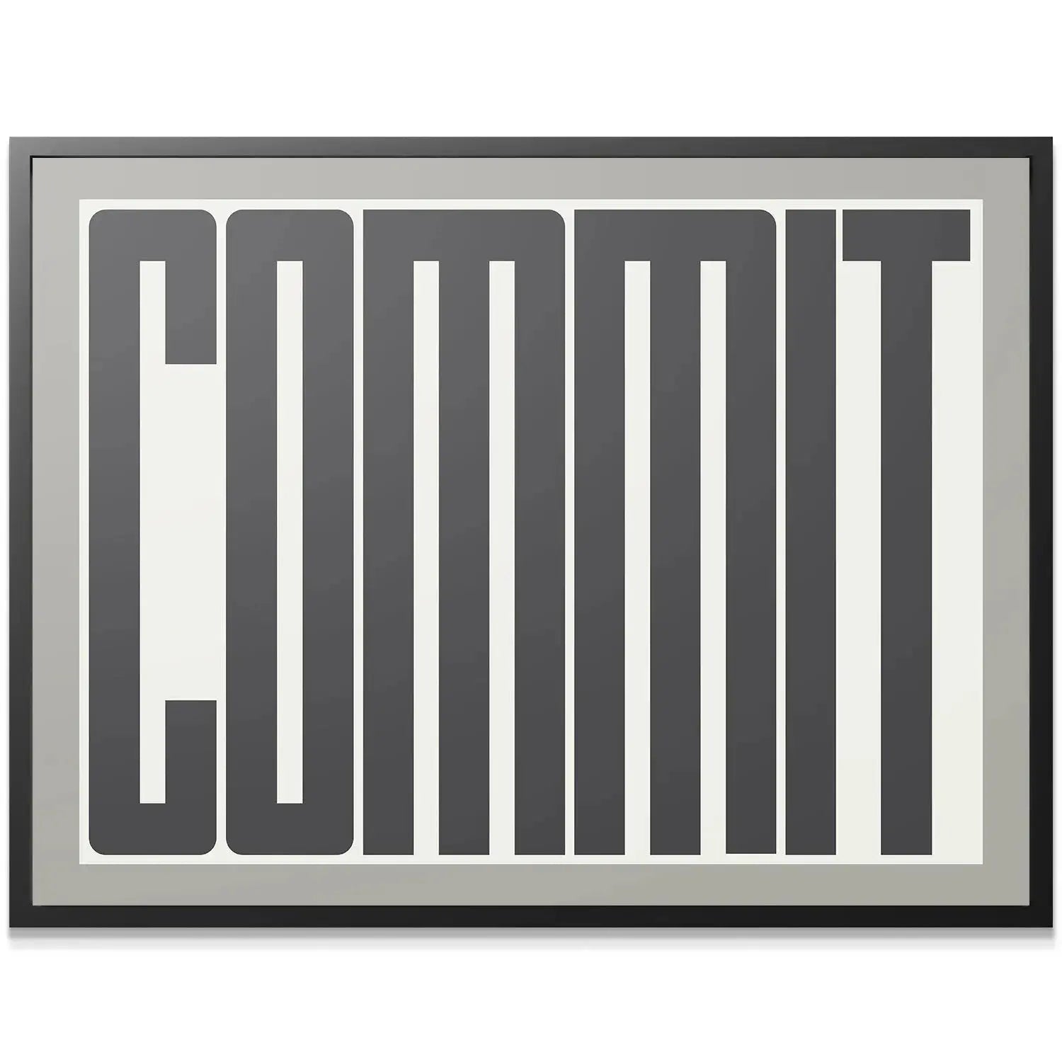 Close-up detail of the rounded corners on the "C" and "O" letters in the powerful Commit artwork.