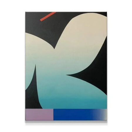 Full view of the abstract geometric painting "Convergence" highlighting high-contrast composition.