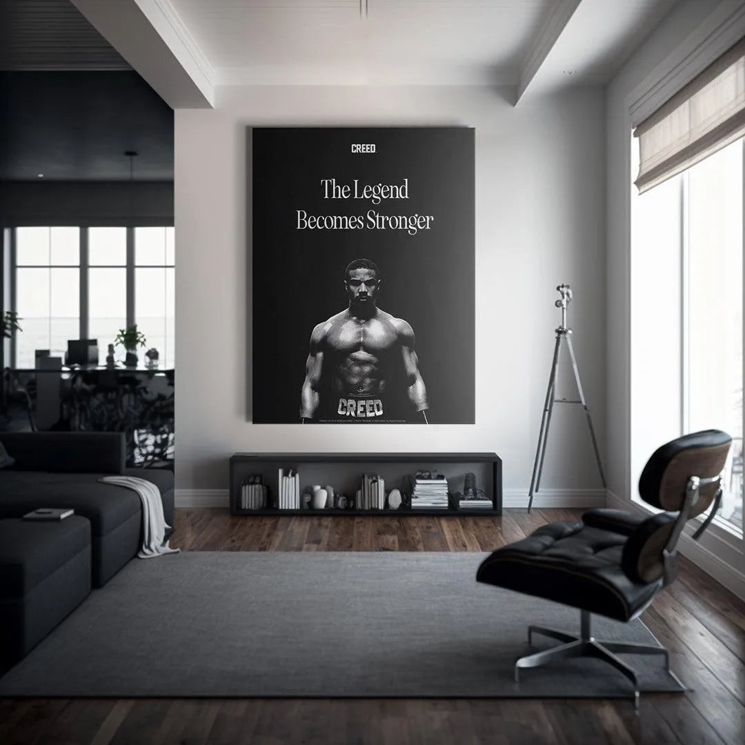 High-contrast texture of the canvas material used for the official Creed - The Legend artwork.