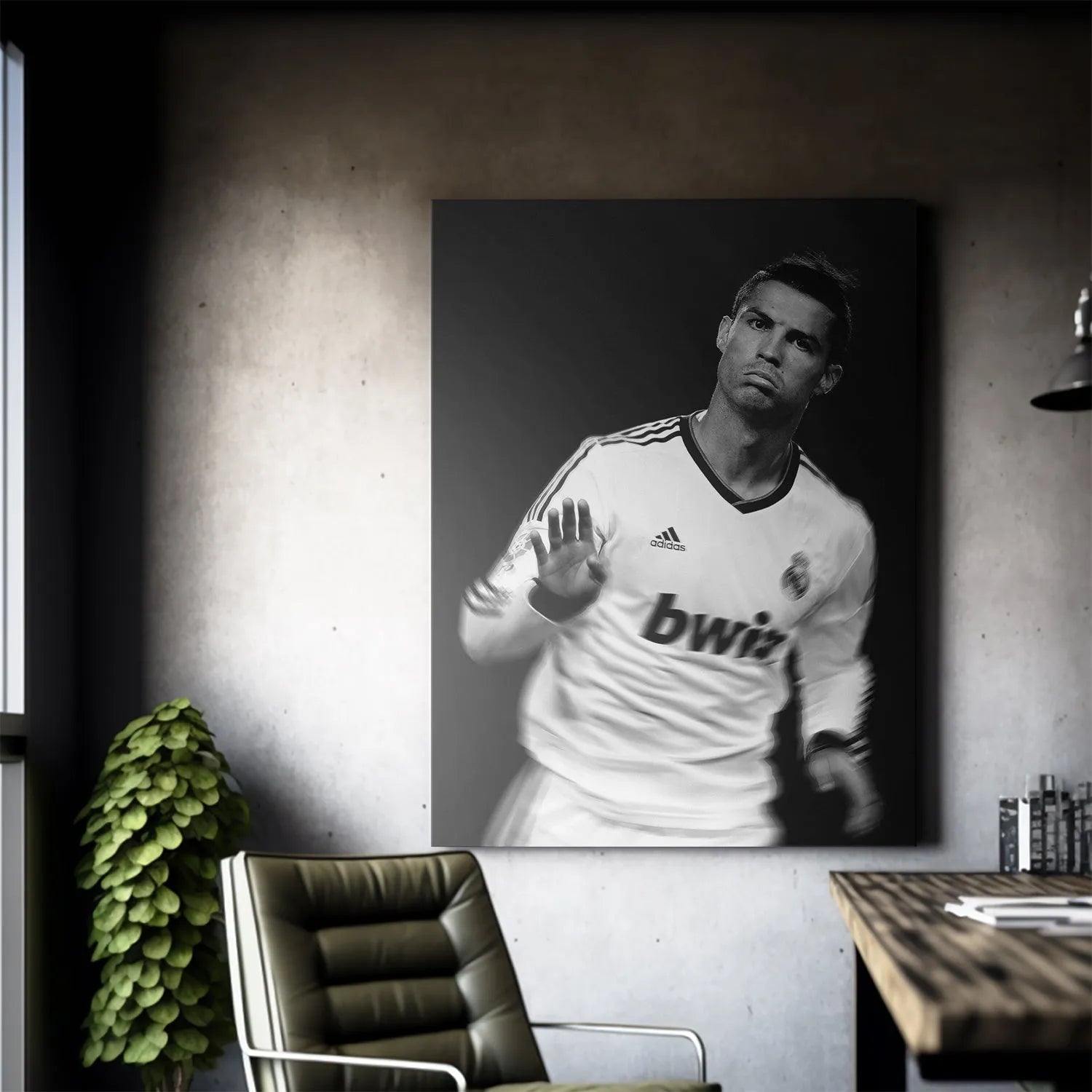 High-contrast texture detail of the jersey worn during the Cristiano Ronaldo - Calma moment.