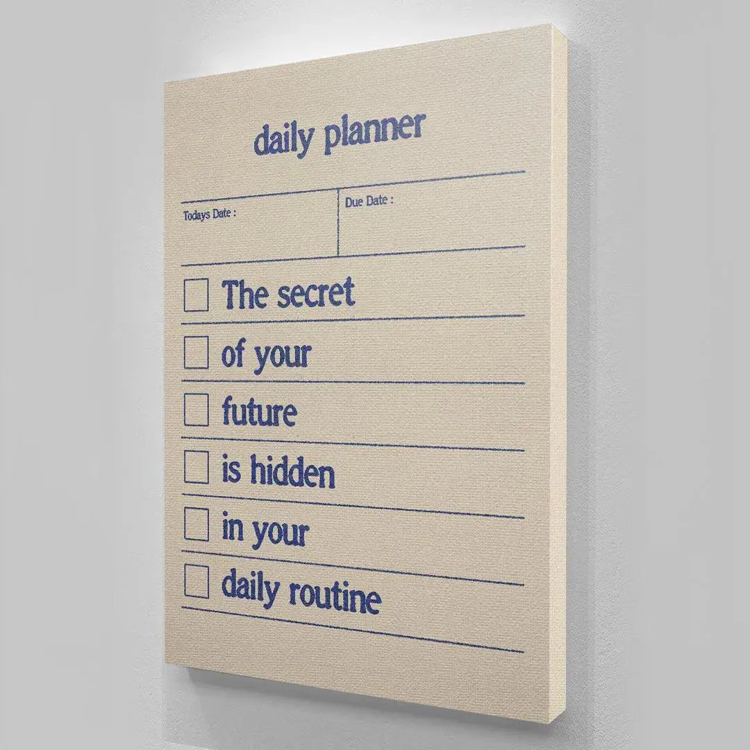 A hand marking a checkbox on the undated personal efficiency Daily Planner checklist.
