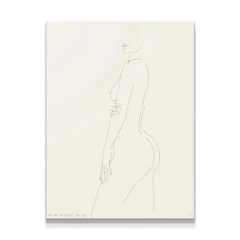Close-up of the torso showing the delicate continuous line detail of Daisy No 25 - White.
