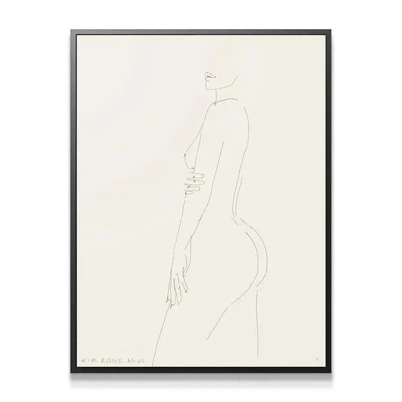 Full vertical view of the minimalist art print, Daisy No 25 - White, displayed on a pristine gallery wall.