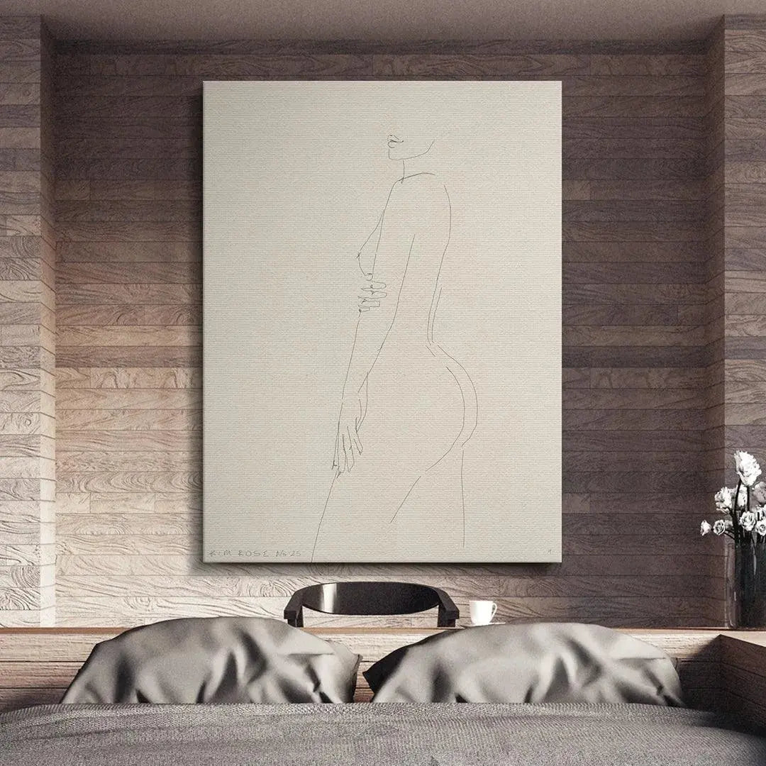 Lifestyle mock-up of Daisy No 25 - White framed above a contemporary sofa in a light-filled living room.