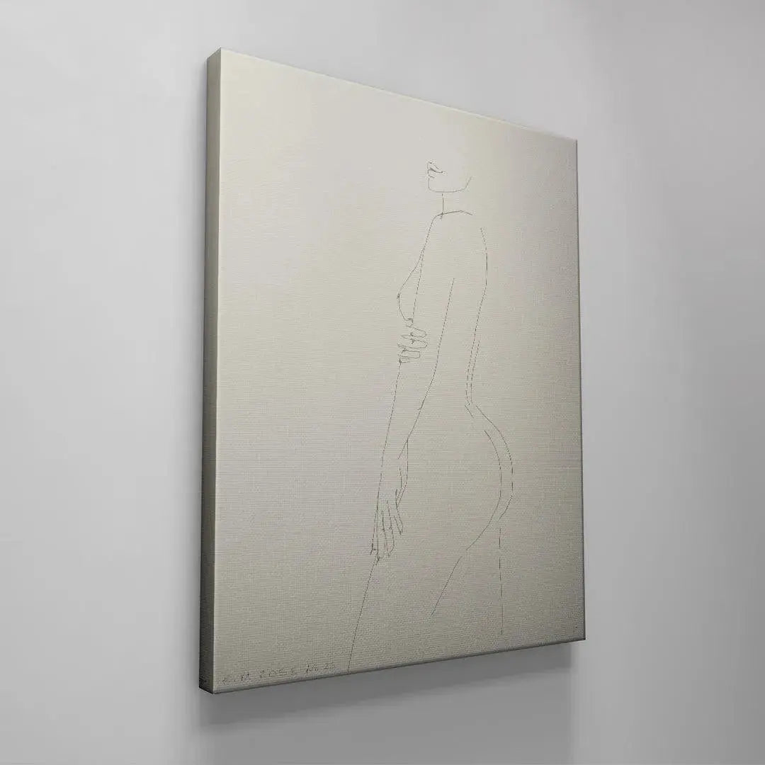 Side profile of the female figure artwork emphasizing the graceful negative space in Daisy No 25 - White.