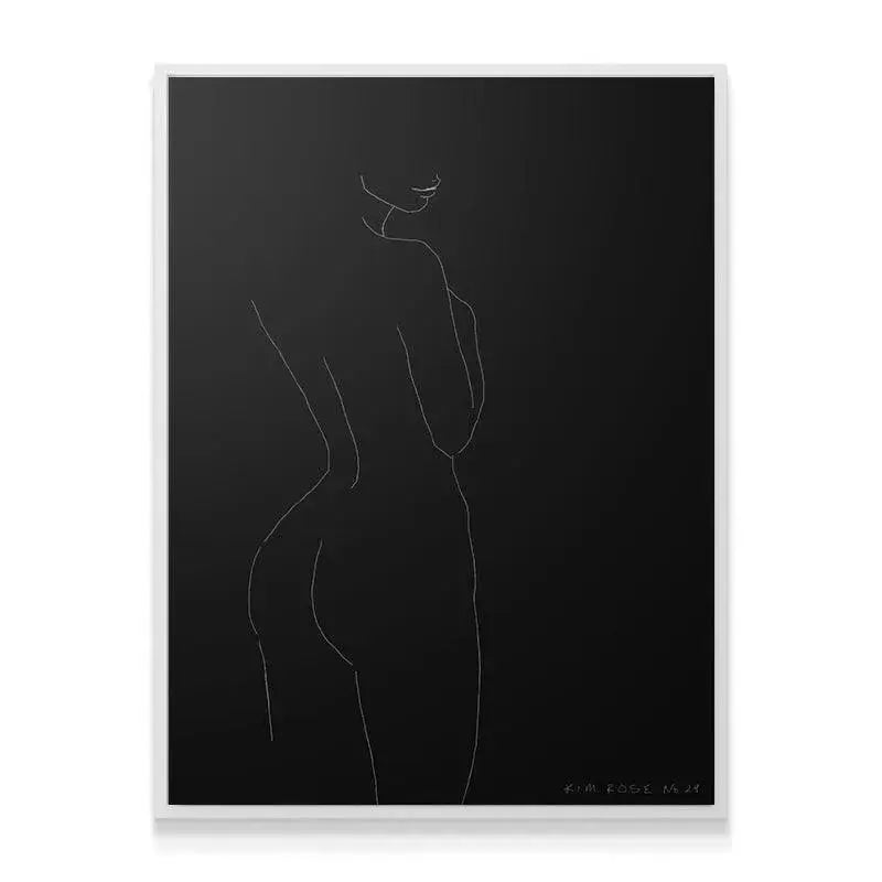 Lifestyle mock-up showing the framed Daisy No 29 - Black print in a modern living room setting.