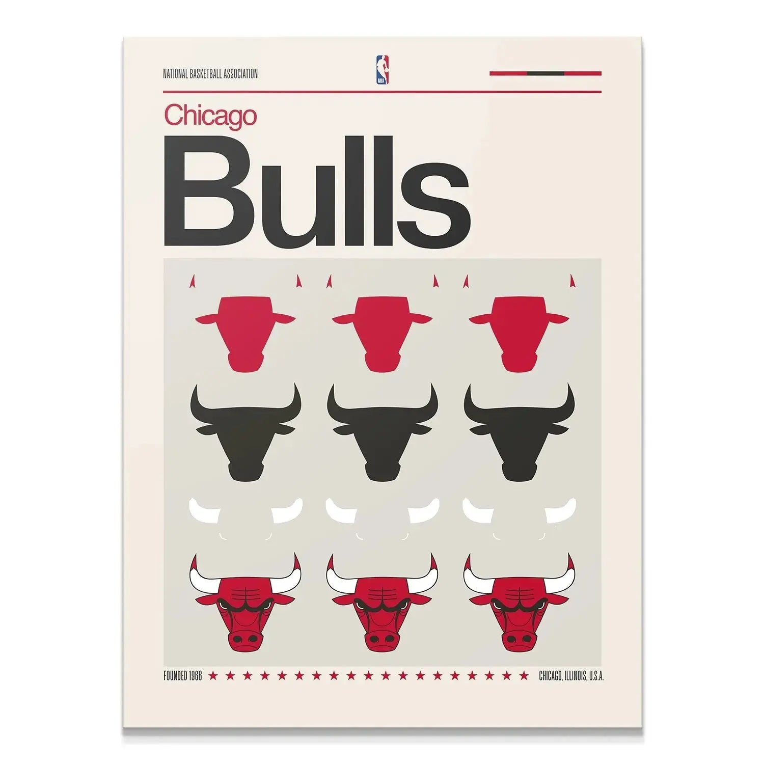Full view of the minimalist Deconstructed Logo - Bulls print detailing the three-row graphic sequence.