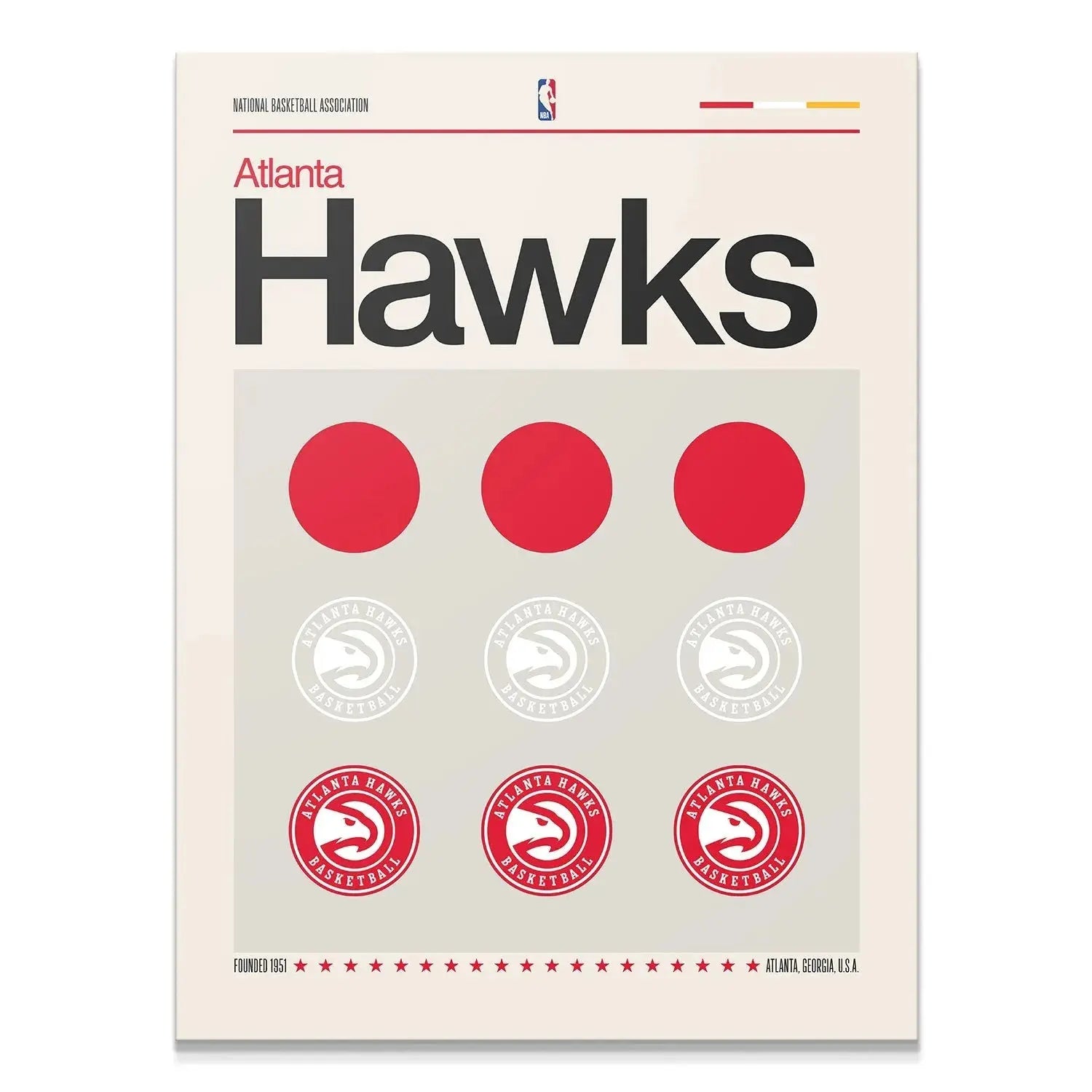 Full frontal view of the high-contrast Deconstructed Logo - Hawks wall art print for home decor.