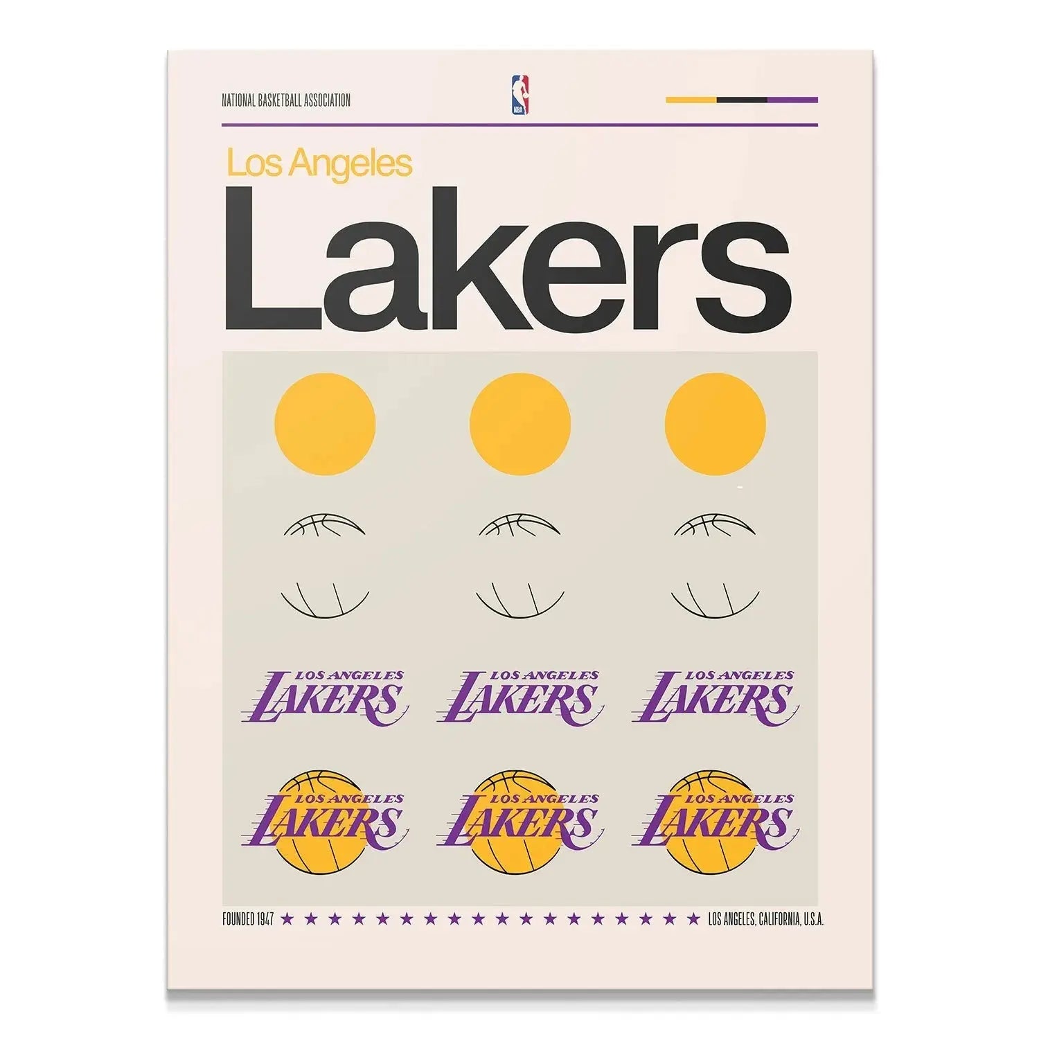 Full view of the artistic Deconstructed Logo - Lakers print showing purple and gold elements.