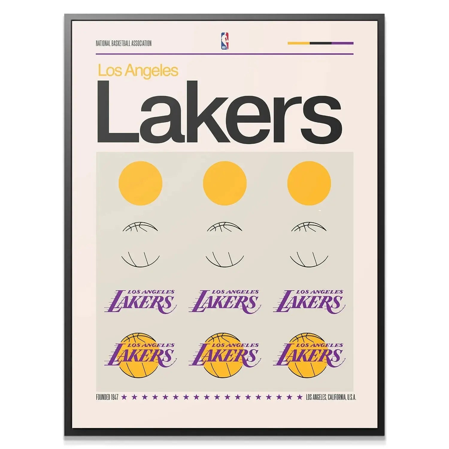 Close-up detail of the 'Lakers' typography and registration marks on the Deconstructed Logo - Lakers poster.