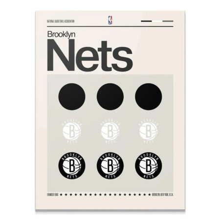 Full view of the 'Deconstructed Logo - Nets' poster displaying the large "Nets" typography and logo variants.