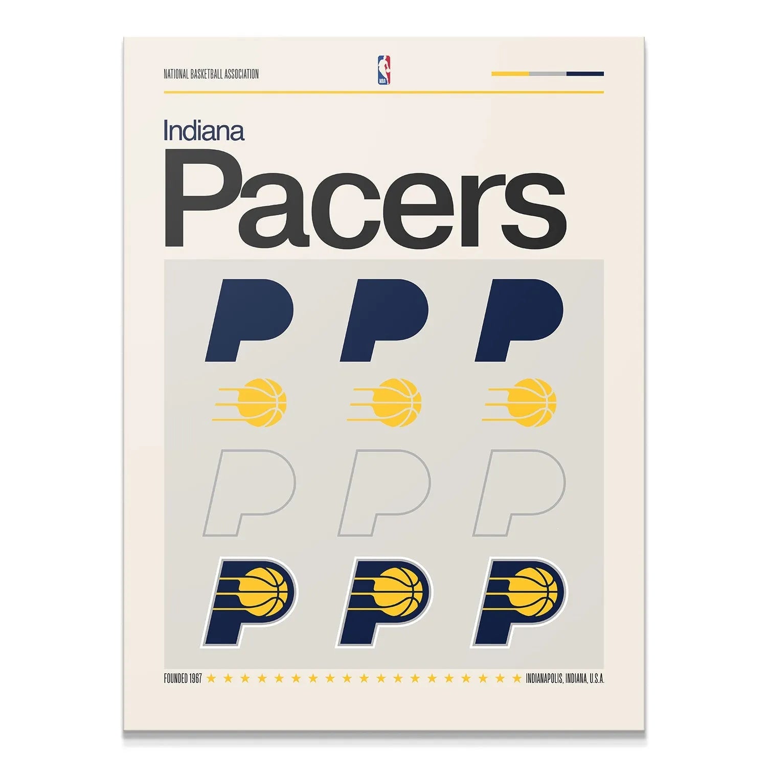 Full vertical view of the minimalist 'Deconstructed Logo - Pacers' poster art.