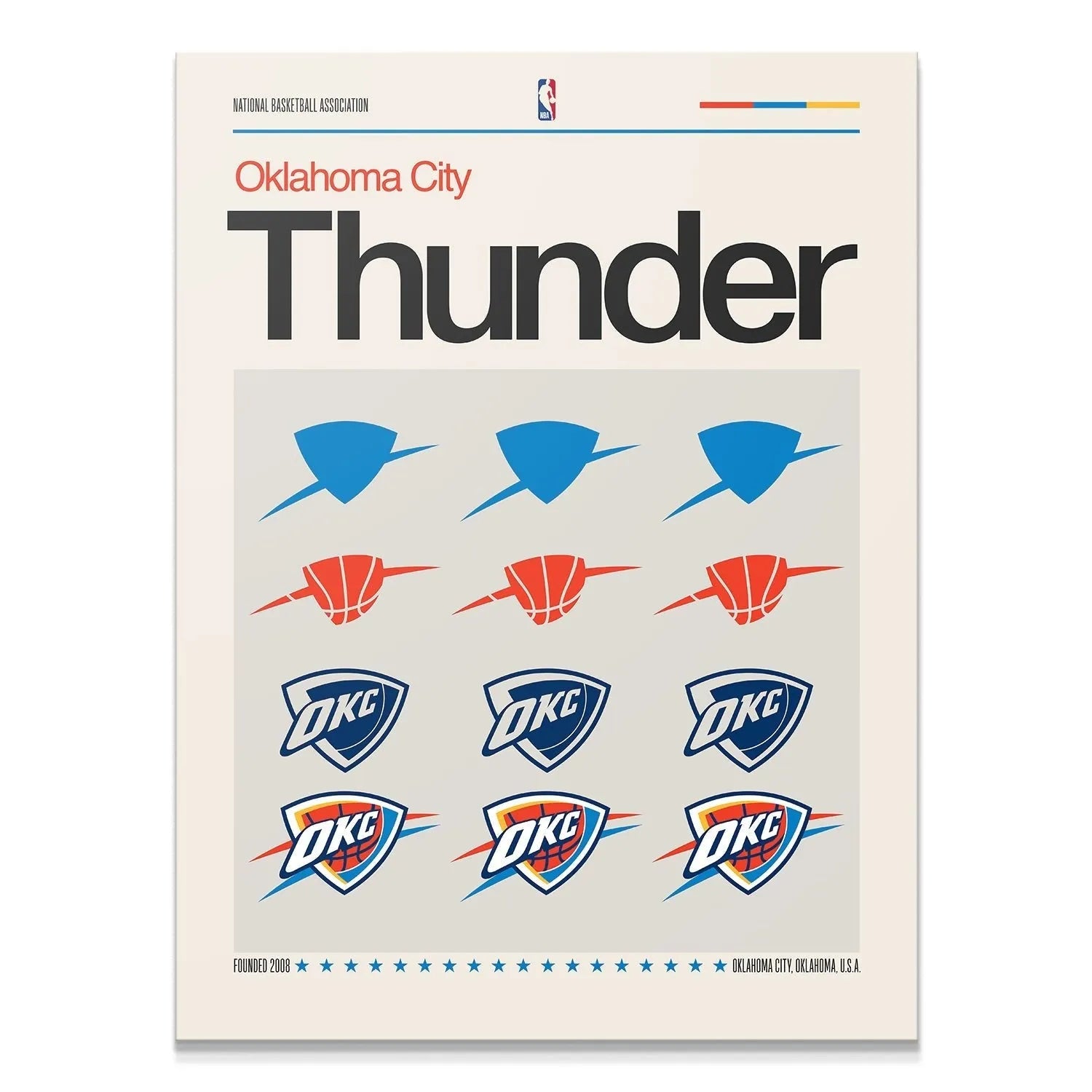 Full poster view of the Deconstructed Logo - Thunder print, showing all logo decomposition grid elements.