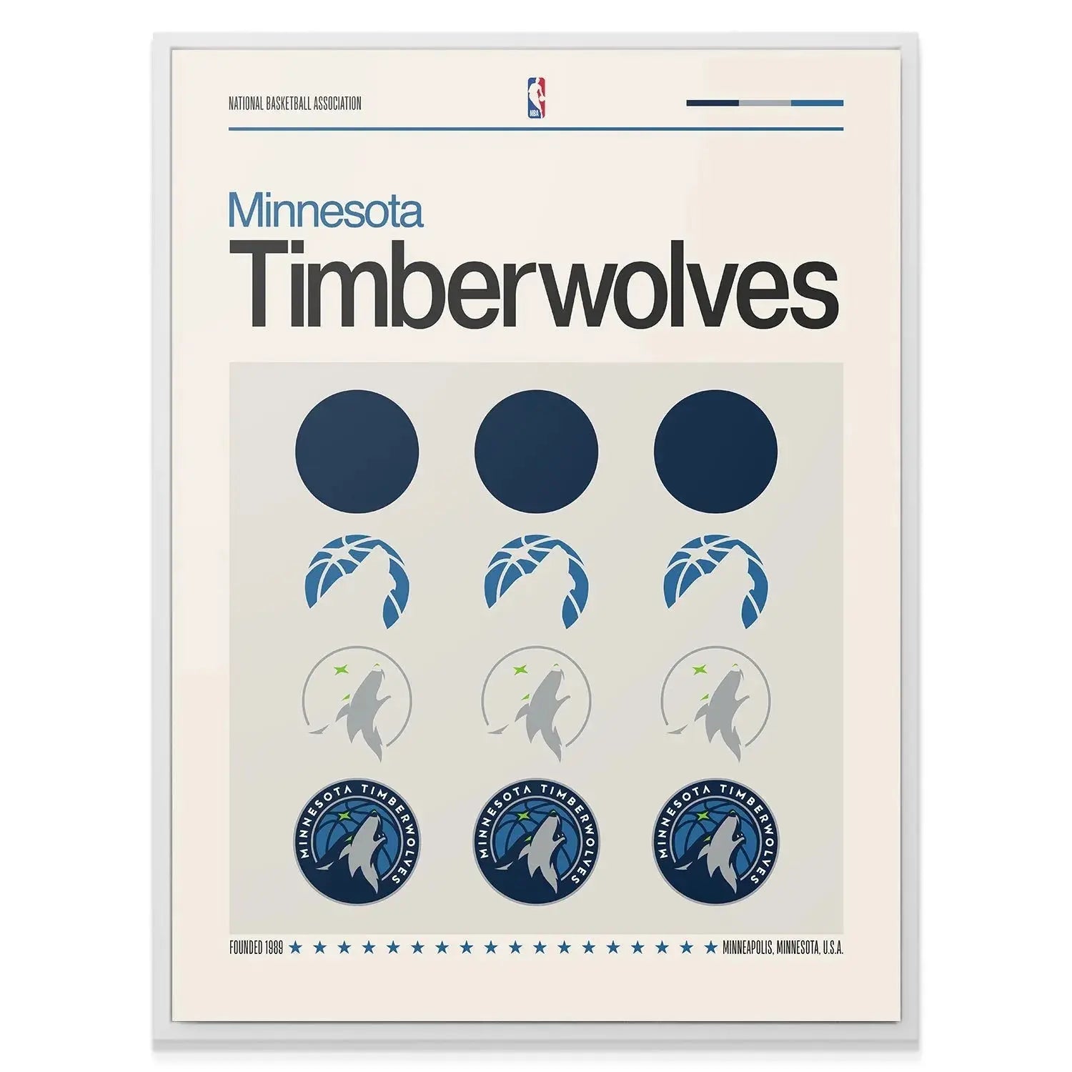 The geometric base shapes displayed in the top row of the Deconstructed Logo - Timberwolves visual guide.