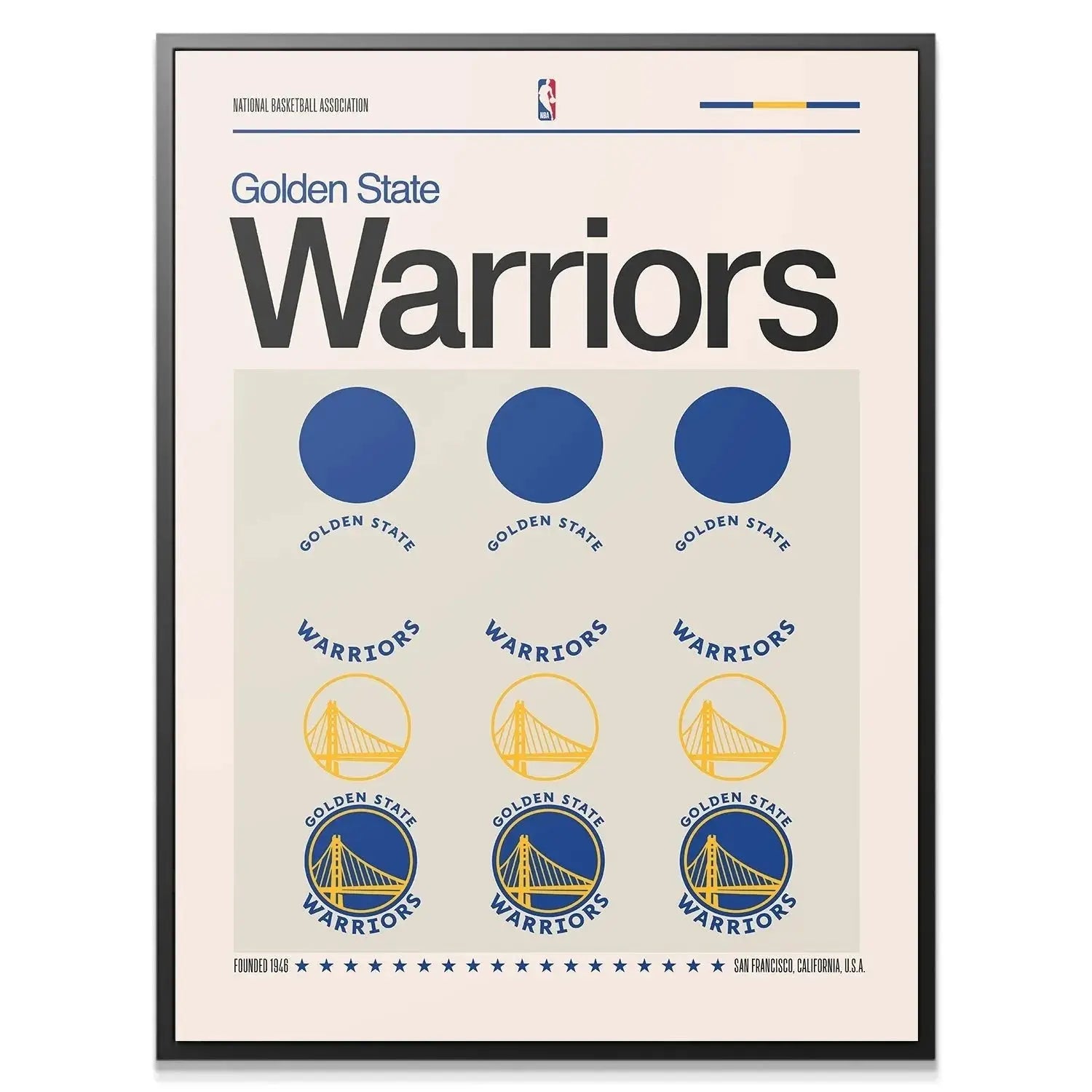 Close-up detail showcasing the Golden Gate Bridge outline within the 'Deconstructed Logo - Warriors' design.