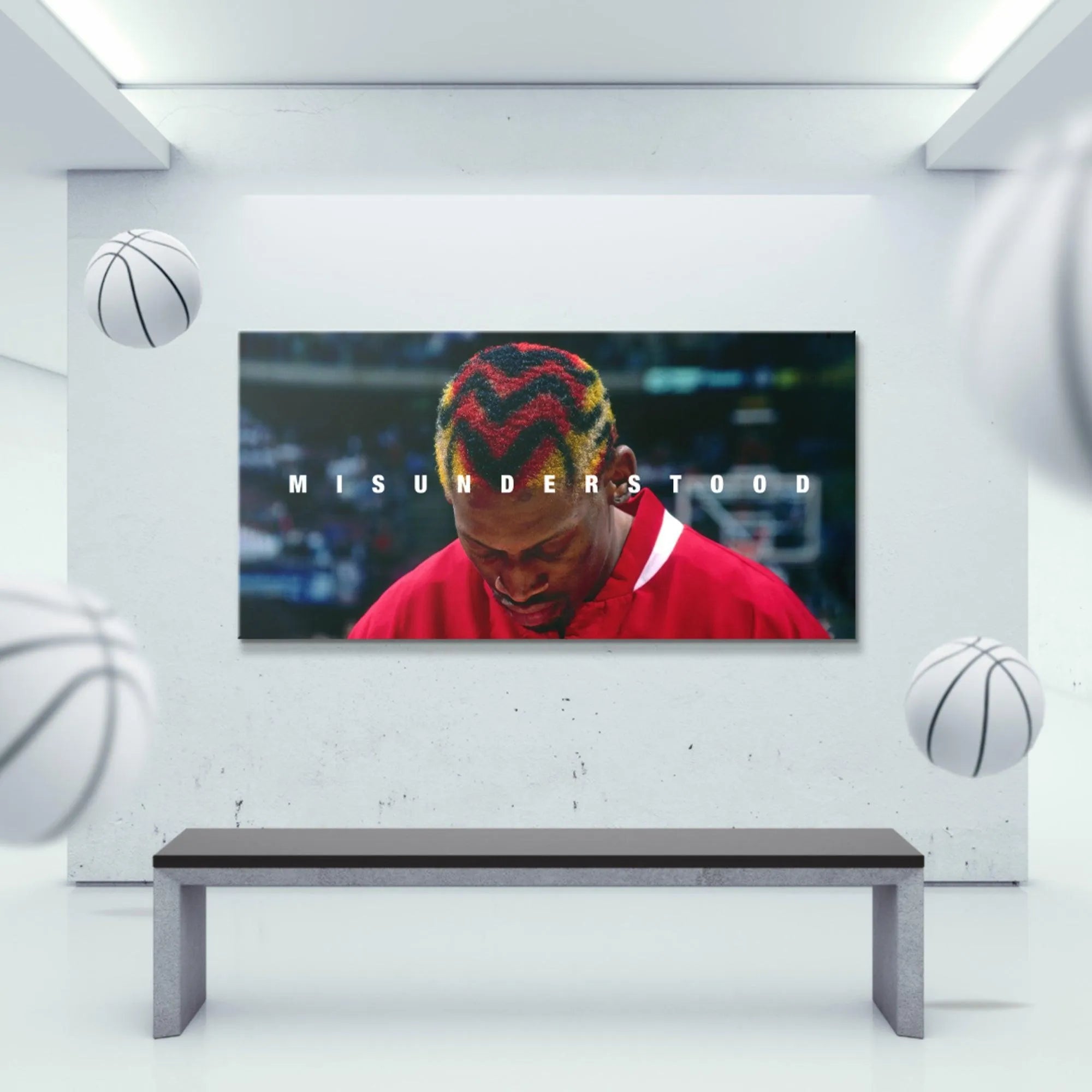 Emotional print showing the reflective mood of Dennis Rodman - Misunderstood, emphasizing introspection and depth.