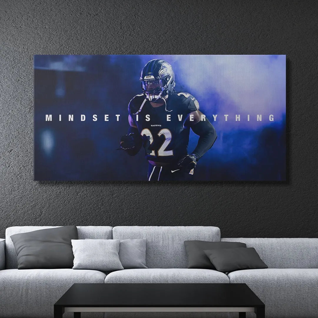 Side profile of King Henry #22 during a dramatic stadium entrance, symbolizing the importance of 'Derrick Henry - Mindset Is Everything'.