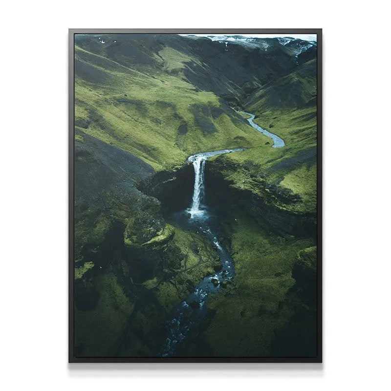 Close-up detail of the cascading water plume, highlighting precision DJI photography.