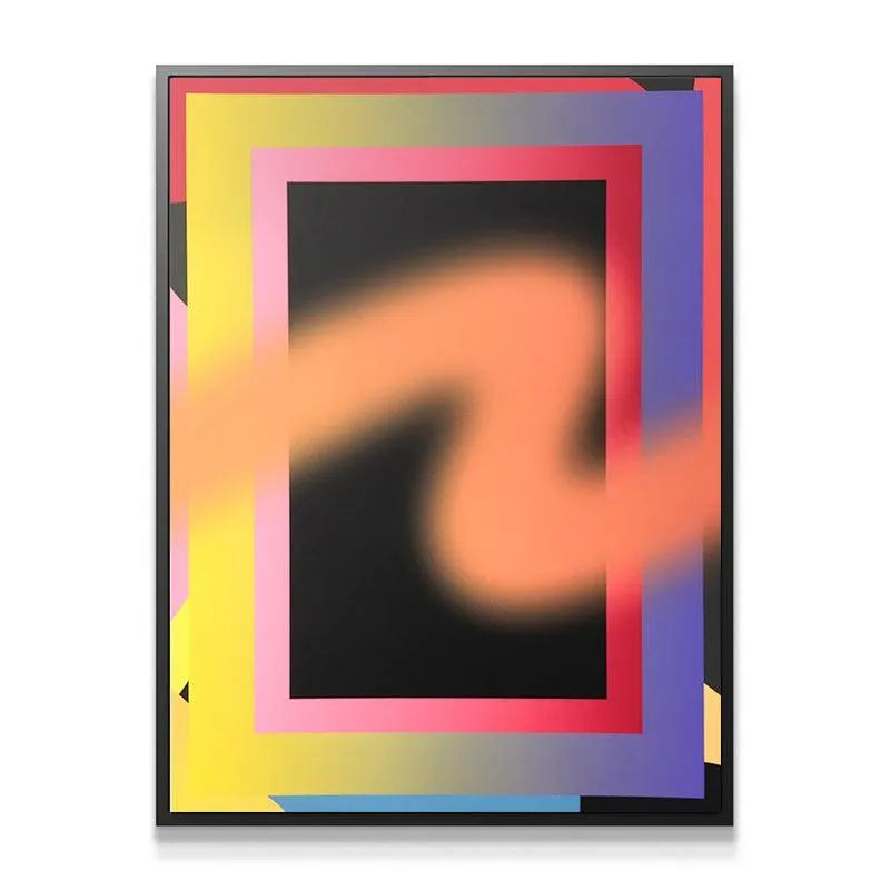 Close-up of the blurry orange wave motion within the "Dodgeball" artwork.