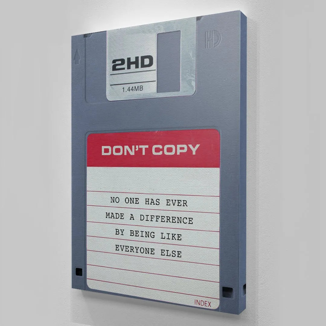 Square crop highlighting the red label that contains the explicit warning 'Don't Copy' against conformity.