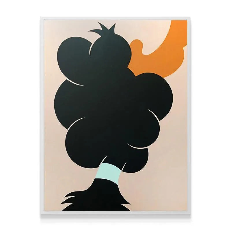 Abstract artwork Duffy displayed in a bright, minimalist living room setting (lifestyle context).