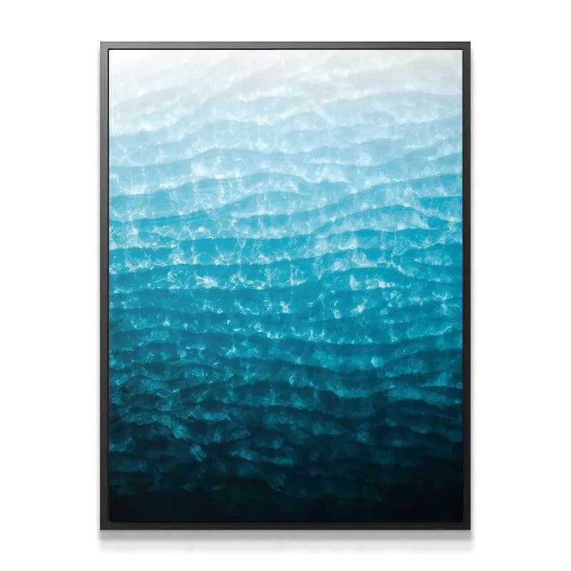 Full frontal view of the abstract blue gradient Electric Texture canvas art.