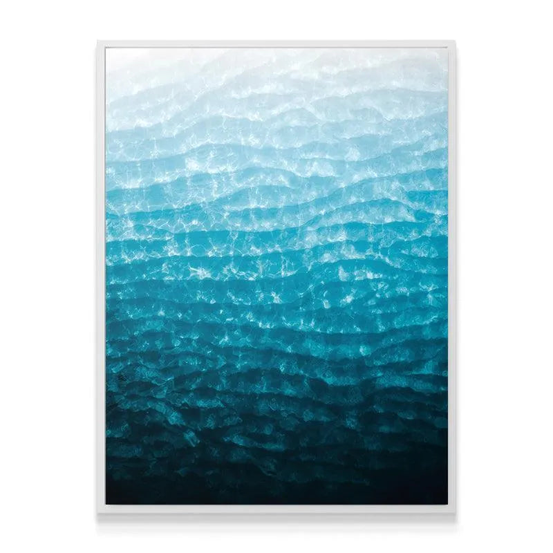 Lifestyle shot: Electric Texture artwork displayed above a sleek, modern sofa.