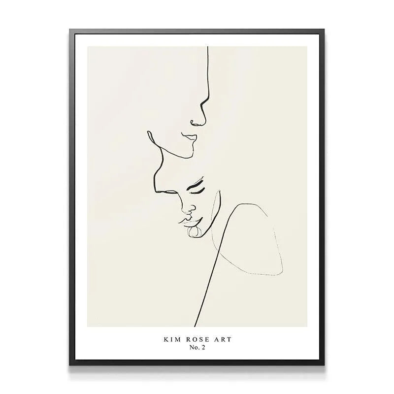 Close-up detail shot focusing on the delicate facial features in the 'Embrace - White' artwork.