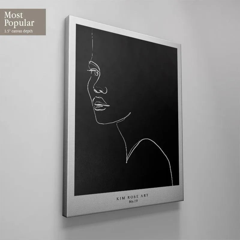 The distinct visual contrast achieved by the black canvas and white figure in Estella - Black.