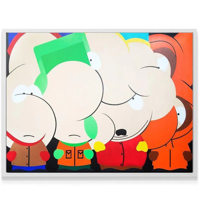 Wide shot showing the minimalist and oversized depiction of the FabFour characters.