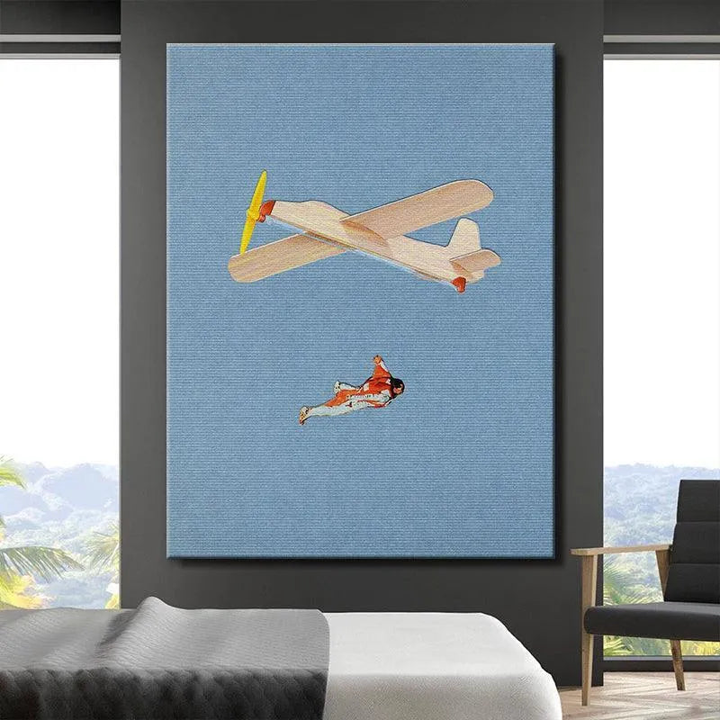 Detailed view of the paper or fabric texture background utilized in the 'Flight Paths' print.