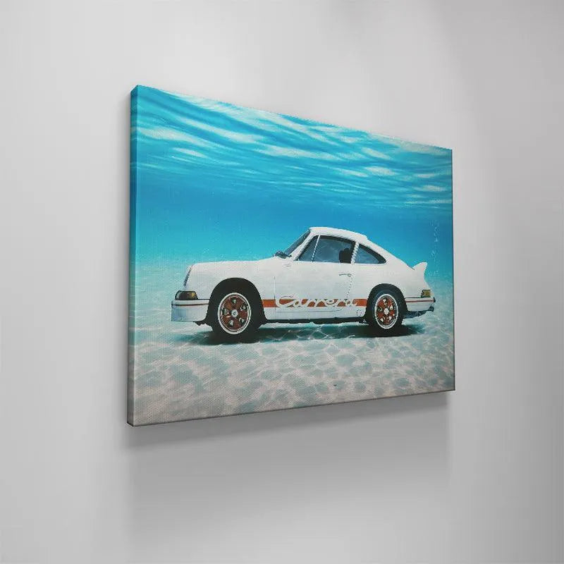 Ethereal lighting effect of sunlight filtering through blue water in the Floored canvas.