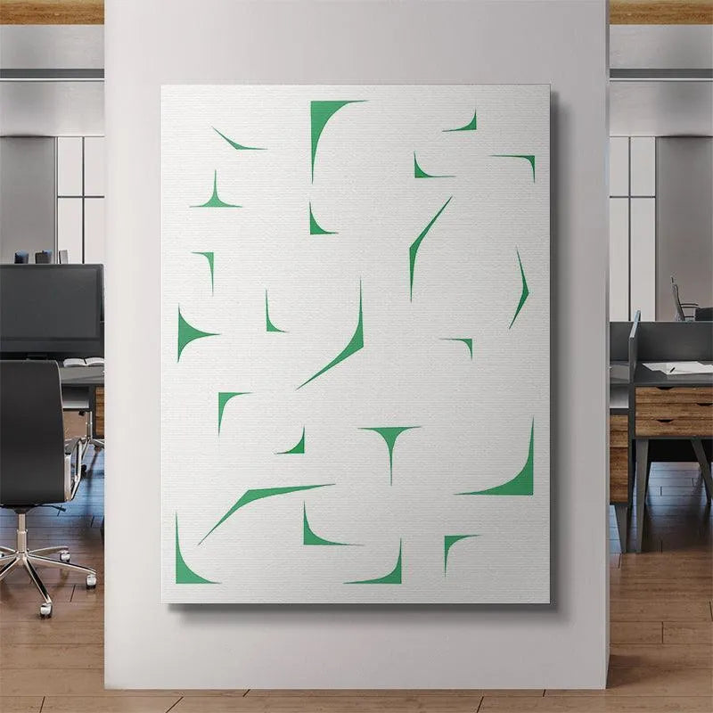 Lifestyle scene featuring the Flotsam print above a mid-century modern credenza.