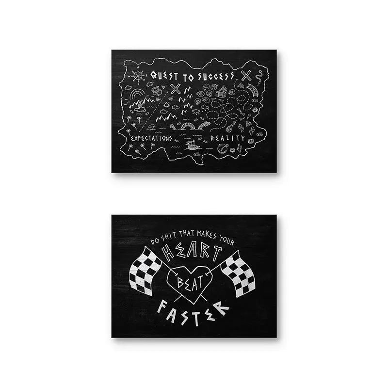Side-angle studio lighting highlighting the matte texture of the For Those Who Sin - Thrills Set canvas prints.