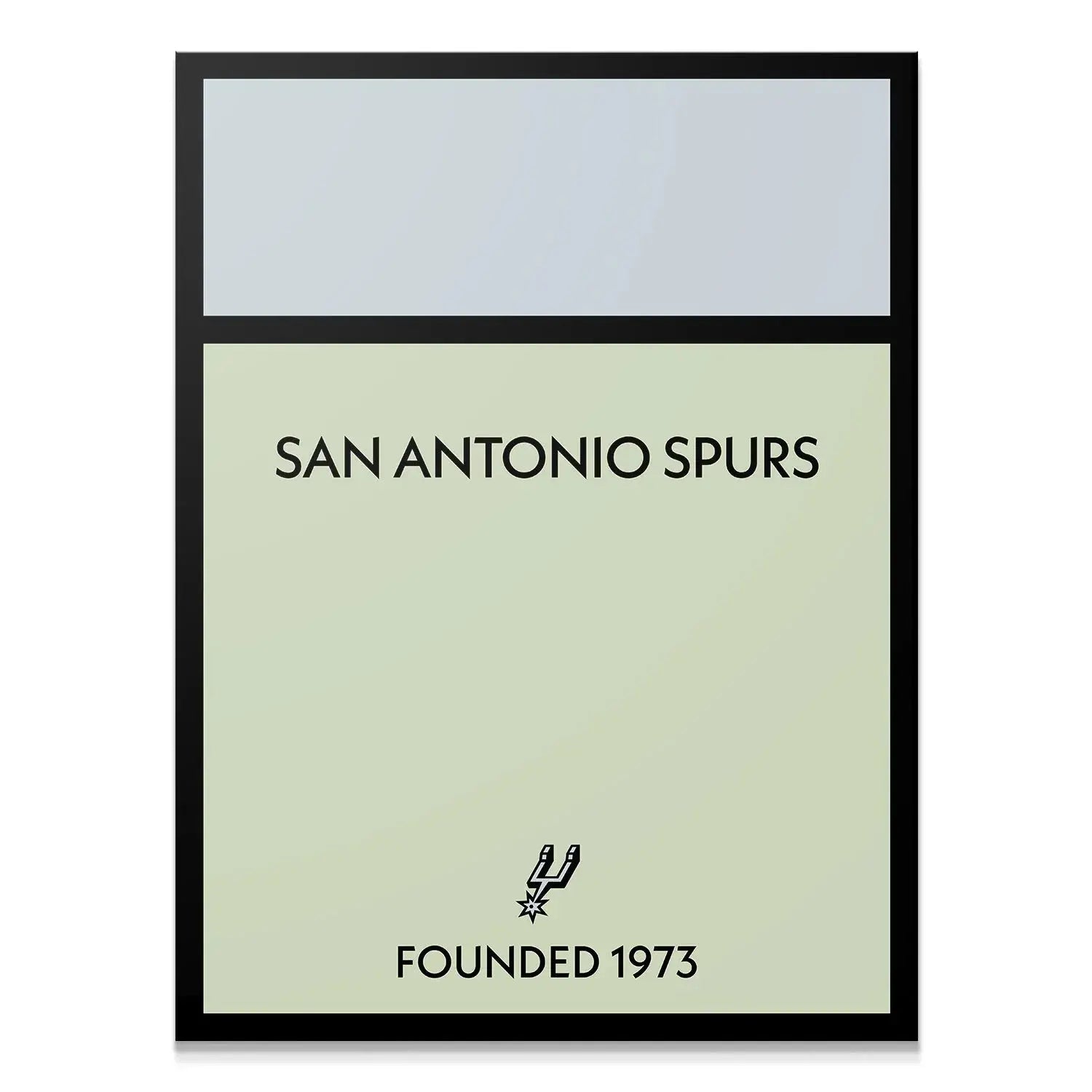 Full view of the framed Game Board - Spurs art featuring black border and pale neutral colors.