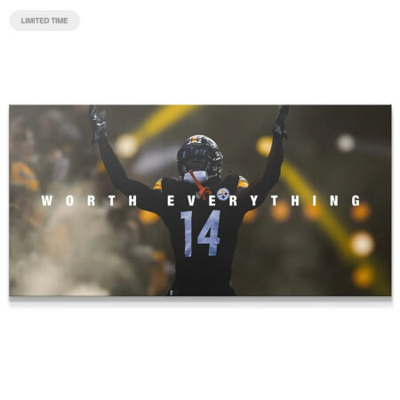 George Pickens - Worth Everything panoramic canvas print featuring stadium lights and celebration.