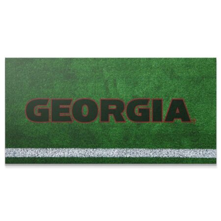 High-angle view of the Georgia - Field Logo showing rich green turf texture and team colors.