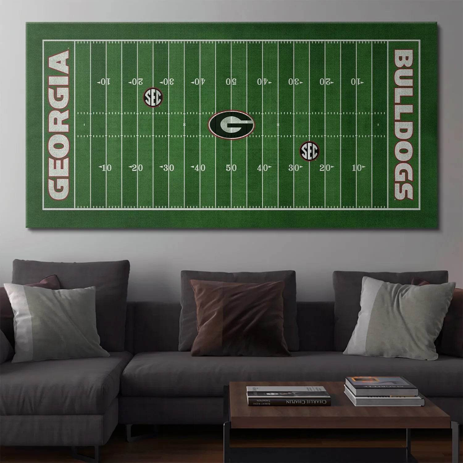 Product angle showcasing the central 50-yard line and iconic "G" logo on the Georgia - Full Field.