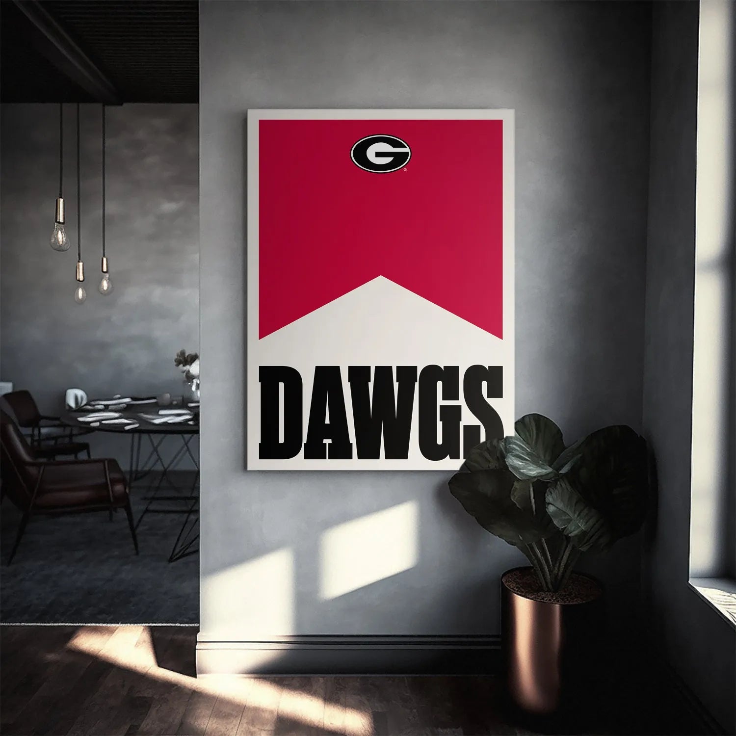 Low-angle perspective highlighting the crisp white border of the Georgia - Marlboro Minimalism artwork.