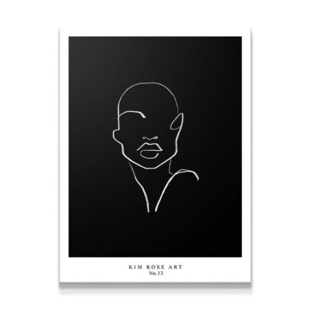Full vertical view of the high-contrast art print Goddess - Black framed against a white studio background.