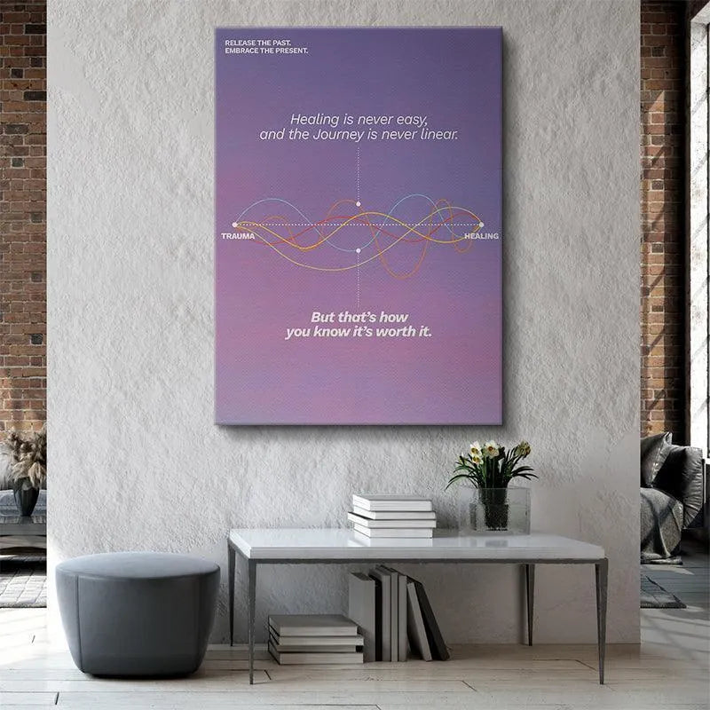 Diagonal perspective of the artwork highlighting the purple-to-pink gradient background dedicated to inner Healing.